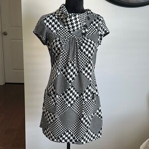 Speechless Black & White Asymmetrical Neckline Dress